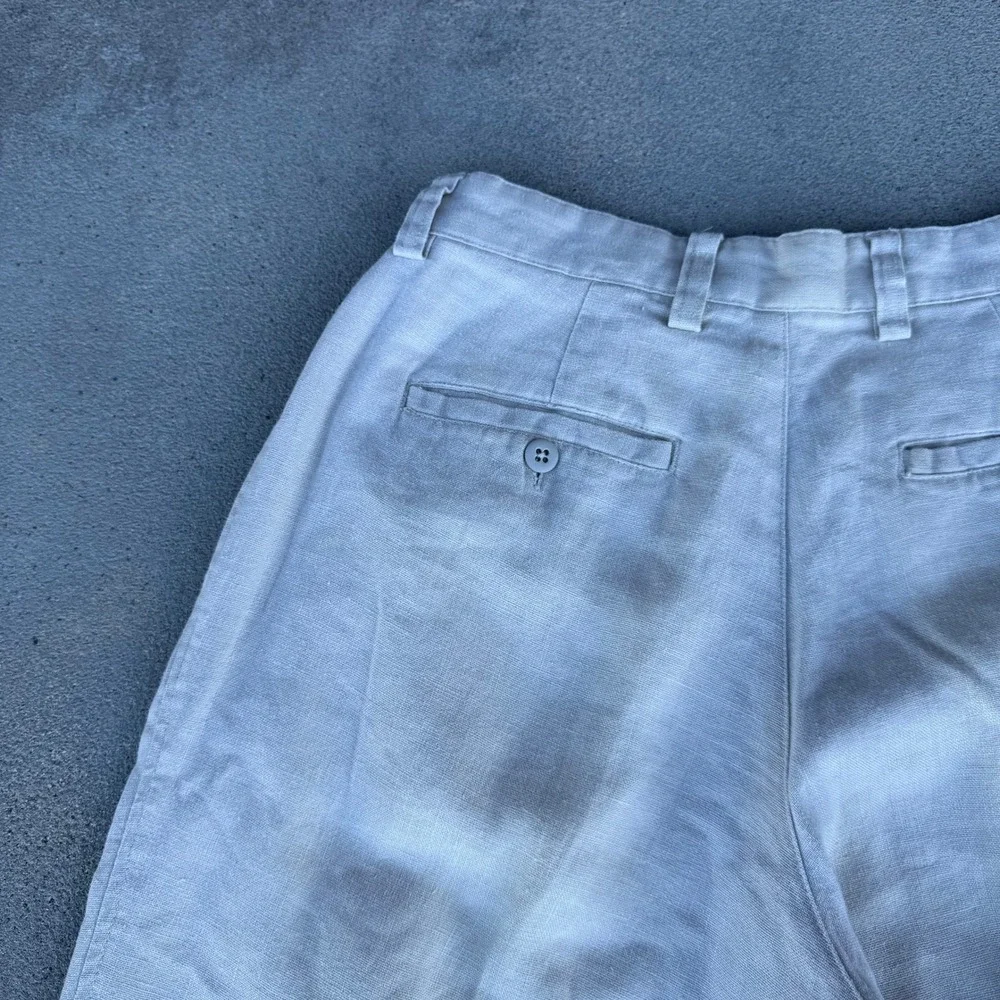 Vintage Gap 100% Linen Pleated Relaxed Fit Trousers Beige 28/30 Men